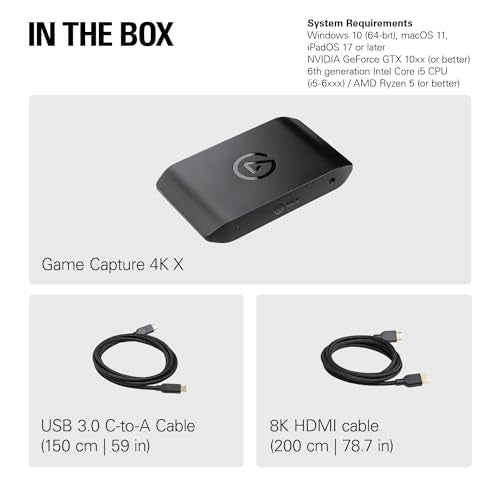 Elgato 4K X – Capture Up to 4K144 with Ultra-Low Latency on PS5|Pro, Xbox Series X|S, Nintendo Switch 2, OBS and More, HDMI 2.1, VRR, HDR10, USB 3.2 Gen 2, for Streaming & Recording, PC|Mac|iPad