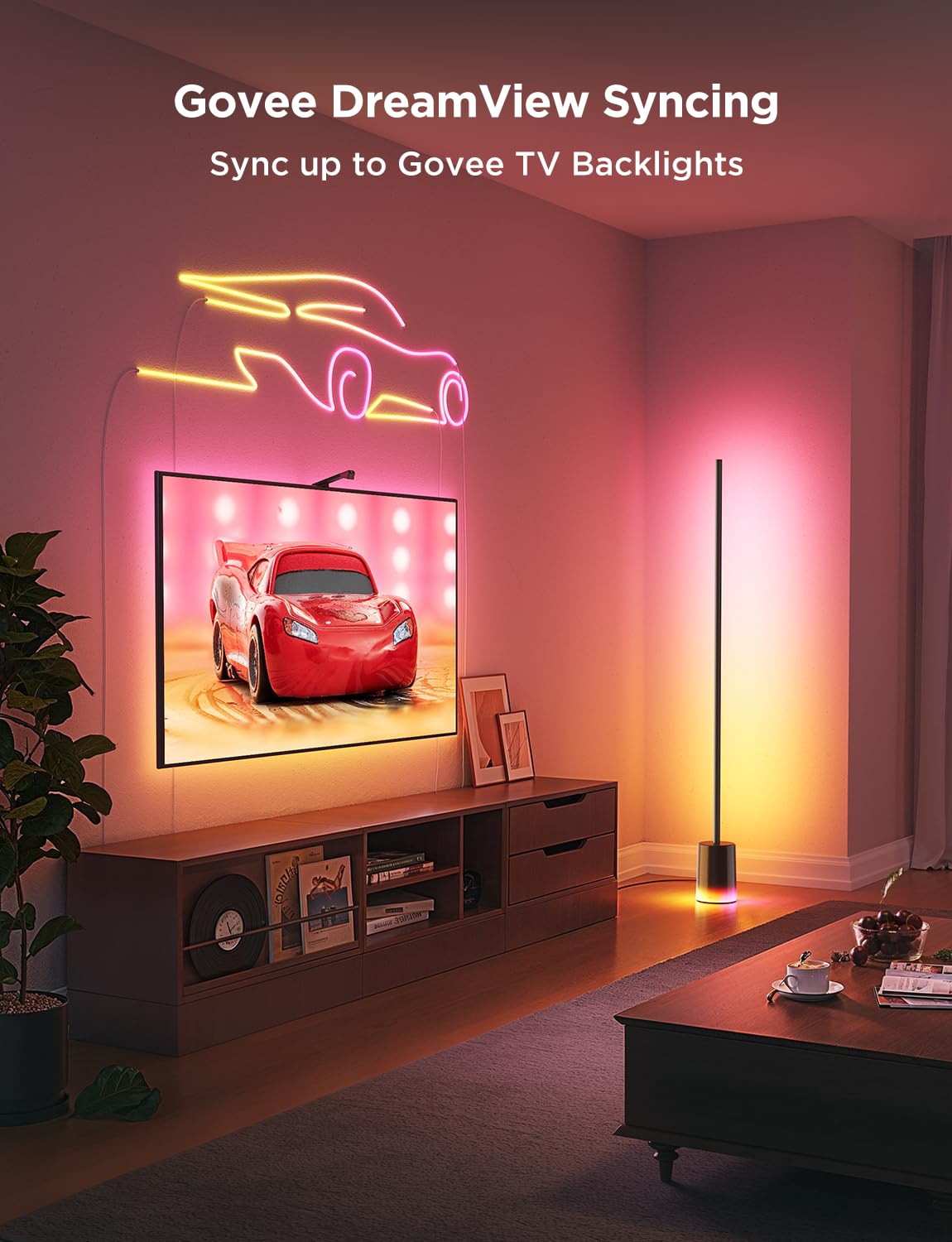 Govee Floor Lamp 2 with Matter, RGBIC, Warm Cool White LED, Alexa Compatible, 1725lm, Music Sync, Scene Modes, Smart Floor Lamp for Living Room, Bedroom, Black(1 Pack)