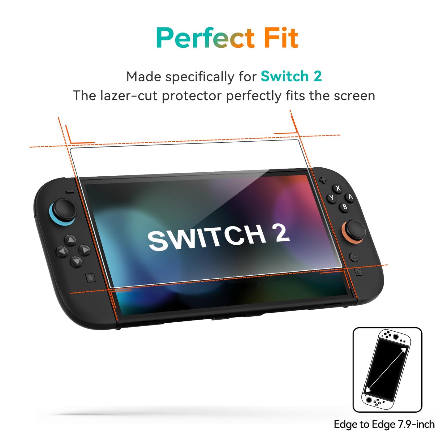 ivoler 3-Pack Screen Protector Tempered Glass for Nintendo Switch 2 Model 2025, Transparent HD Clear Anti-Scratch Screen Protector Accessories for Nintendo Switch 2, [7.9 inch]