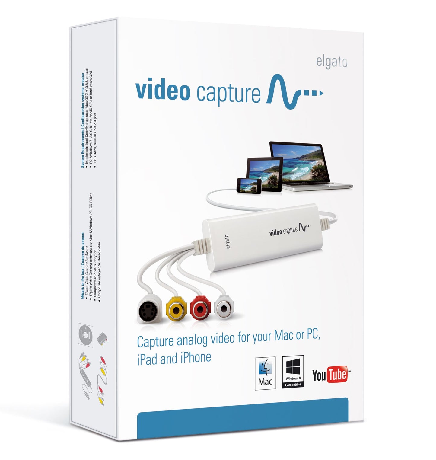Elgato Video Capture – USB 2.0 Capture Card Device, Easy to Use, Convert Analog to Digital, with VHS VCR TV to DVD Adapter, for Mac, Windows or iPad