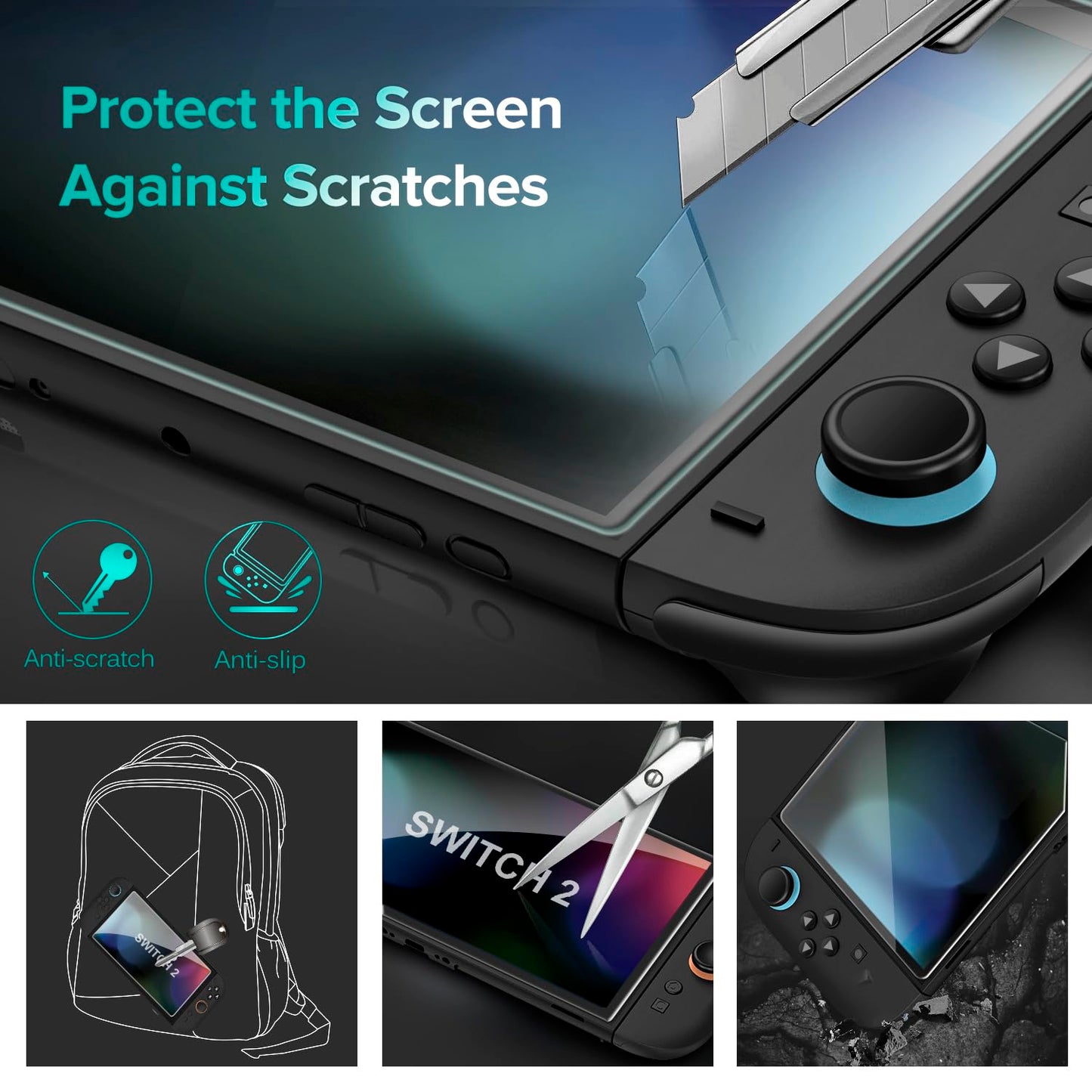 ivoler 3-Pack Screen Protector Tempered Glass for Nintendo Switch 2 Model 2025, Transparent HD Clear Anti-Scratch Screen Protector Accessories for Nintendo Switch 2, [7.9 inch]