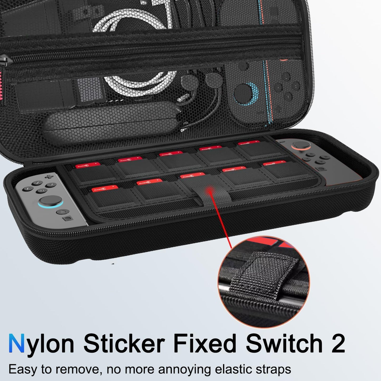 TZGZT [Longest Durable] Travel Carrying Case for Nintendo Switch 2 2025, Large Volume Accessories Bundle Holder, 2 Screen Protector, Hard Protective Cover Estuche Funda with 12-24 Game Cards, Black
