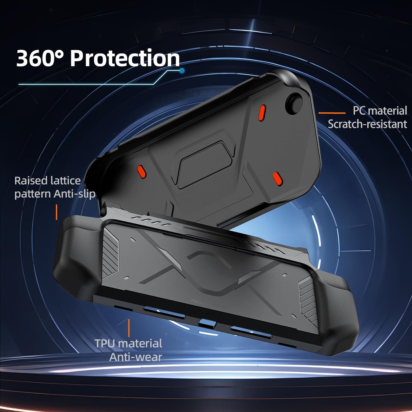 FIWWAT Protective Case for Nintendo Switch 2 (2025), PC Front Cover +TPU Soft Back Shell 360° Protection, Anti-Scratch, Ergonomic Grip Design, Compatible with New Nintendo Switch 2 2025 - (Black)