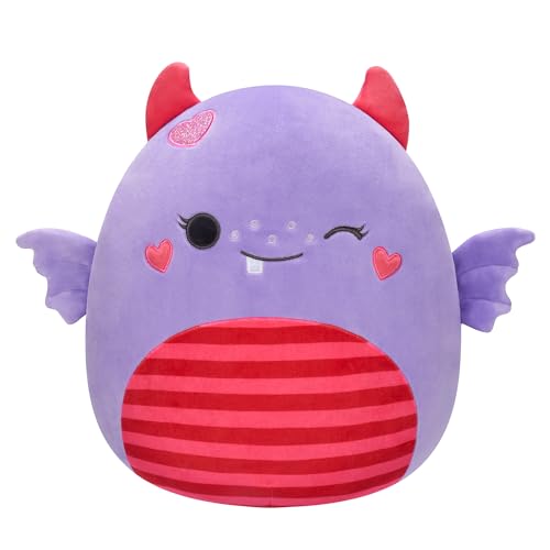 Squishmallows Original 12-Inch Atwater Purple Monster with Fins and Heart Cheeks - Official Jazwares Plush