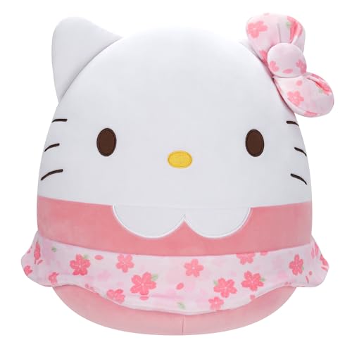 Squishmallows Original Sanrio 14-Inch Hello Kitty Floral Dress and Bow Plush - Medium-Sized Ultrasoft Official Jazwares Plush