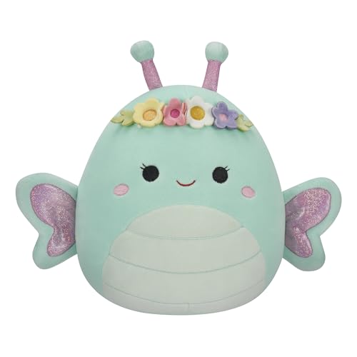 Squishmallows Original 8-Inch Reina Green Butterfly with Flower Crown - Official Jazwares Large Plush