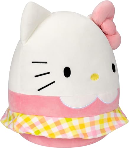 Squishmallows Sanrio 14-Inch Hello Kitty Wearing Gingham Skirt Plush - Large Ultrasoft Official Kelly Toy Plush