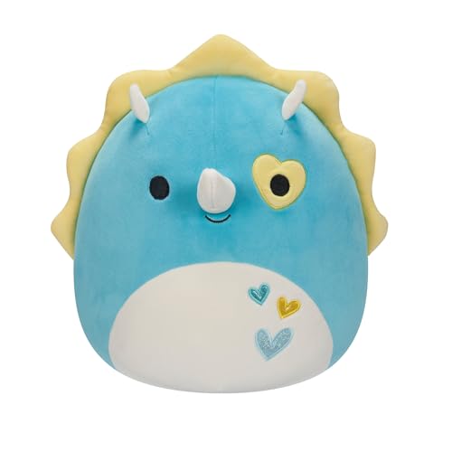 Squishmallows Original 12-Inch Braedon Teal Triceratops with Heart Eye Patch - Official Jazwares Large Plush