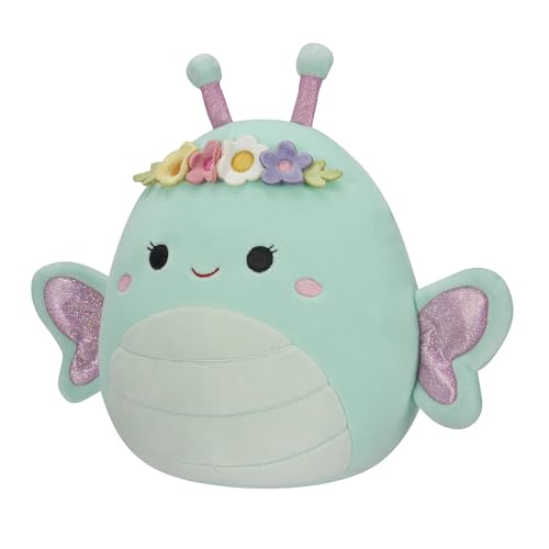 Squishmallows Original 8-Inch Reina Green Butterfly with Flower Crown - Official Jazwares Large Plush