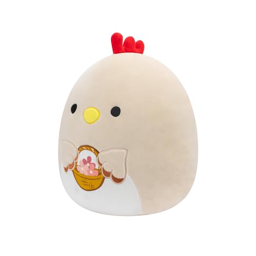 Squishmallows Original 12-Inch Todd Beige Rooster with Basket of Flowers - Official Jazwares Plush