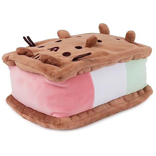 GUND Pusheen Neapolitan Ice Cream Sandwich Pusheen Plush, Stuffed Animal for Ages 8 and Up, Brown, 9.5”