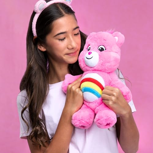 Care Bears 14” Cheer Bear - Pink Plushie for Ages 4+ – Perfect Stuffed Animal, Super Soft and Cuddly – Good for Girls and Boys, Employees, Collectors, Great Valentines Day Gift For Kids