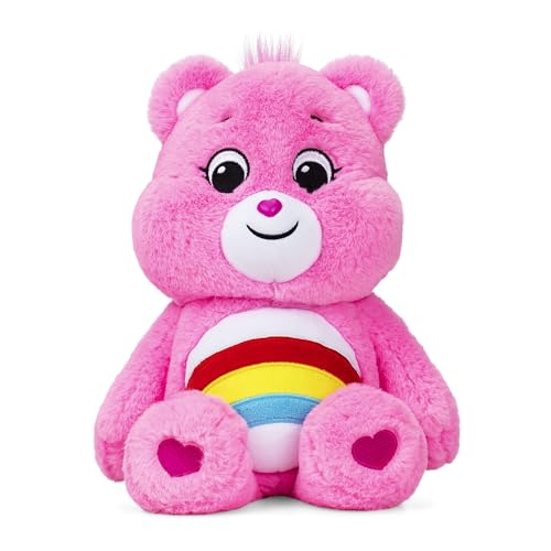 Care Bears 14” Cheer Bear - Pink Plushie for Ages 4+ – Perfect Stuffed Animal, Super Soft and Cuddly – Good for Girls and Boys, Employees, Collectors, Great Valentines Day Gift For Kids