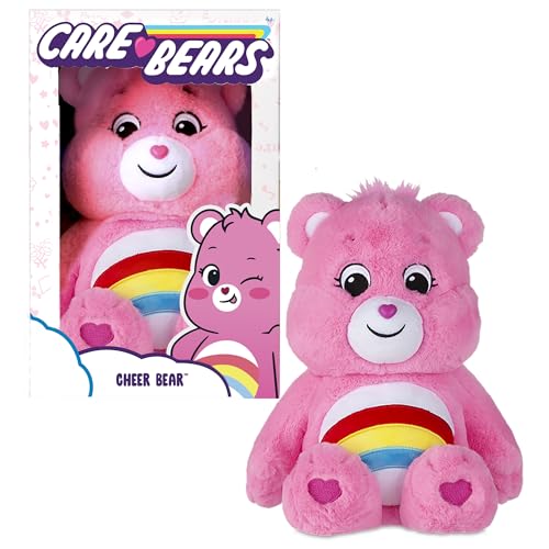 Care Bears 14” Cheer Bear - Pink Plushie for Ages 4+ – Perfect Stuffed Animal, Super Soft and Cuddly – Good for Girls and Boys, Employees, Collectors, Great Valentines Day Gift For Kids