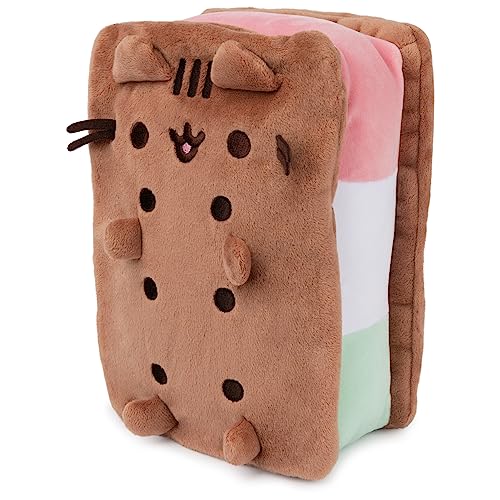 GUND Pusheen Neapolitan Ice Cream Sandwich Pusheen Plush, Stuffed Animal for Ages 8 and Up, Brown, 9.5”