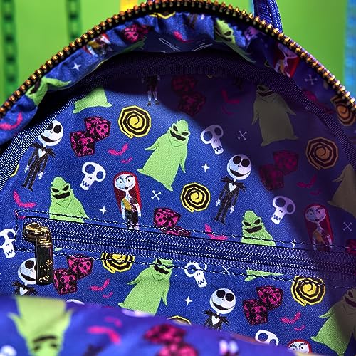 Loungefly Disney The Nightmare Before Christmas 30th Anniversary - Oogie Boogie Glow in The Dark Mini-Backpack, Amazon Exclusive