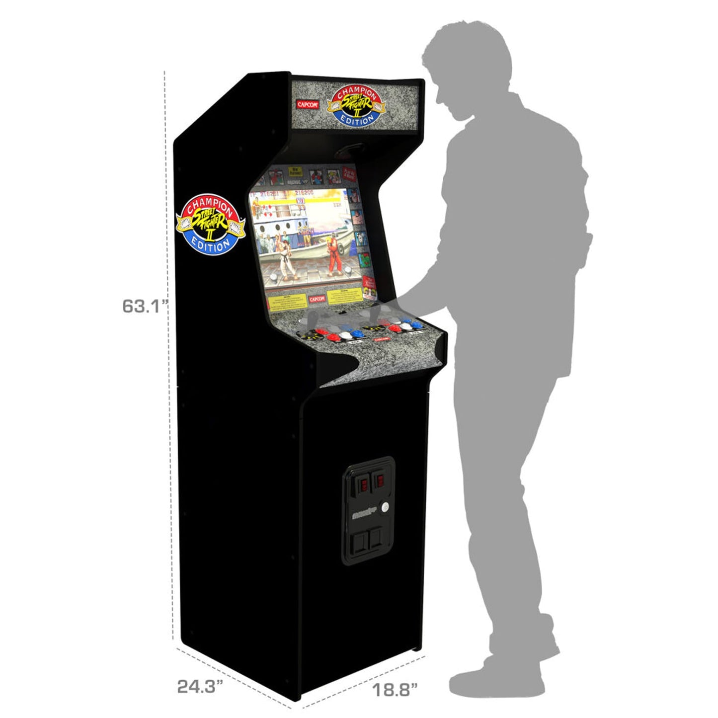 Arcade1Up Street Fighter II CE HS 5 Deluxe Arcade Machine, Compact 5' Tall Stand Up Cabinet with 14 Classic Games and 17" BOE Screen, Black