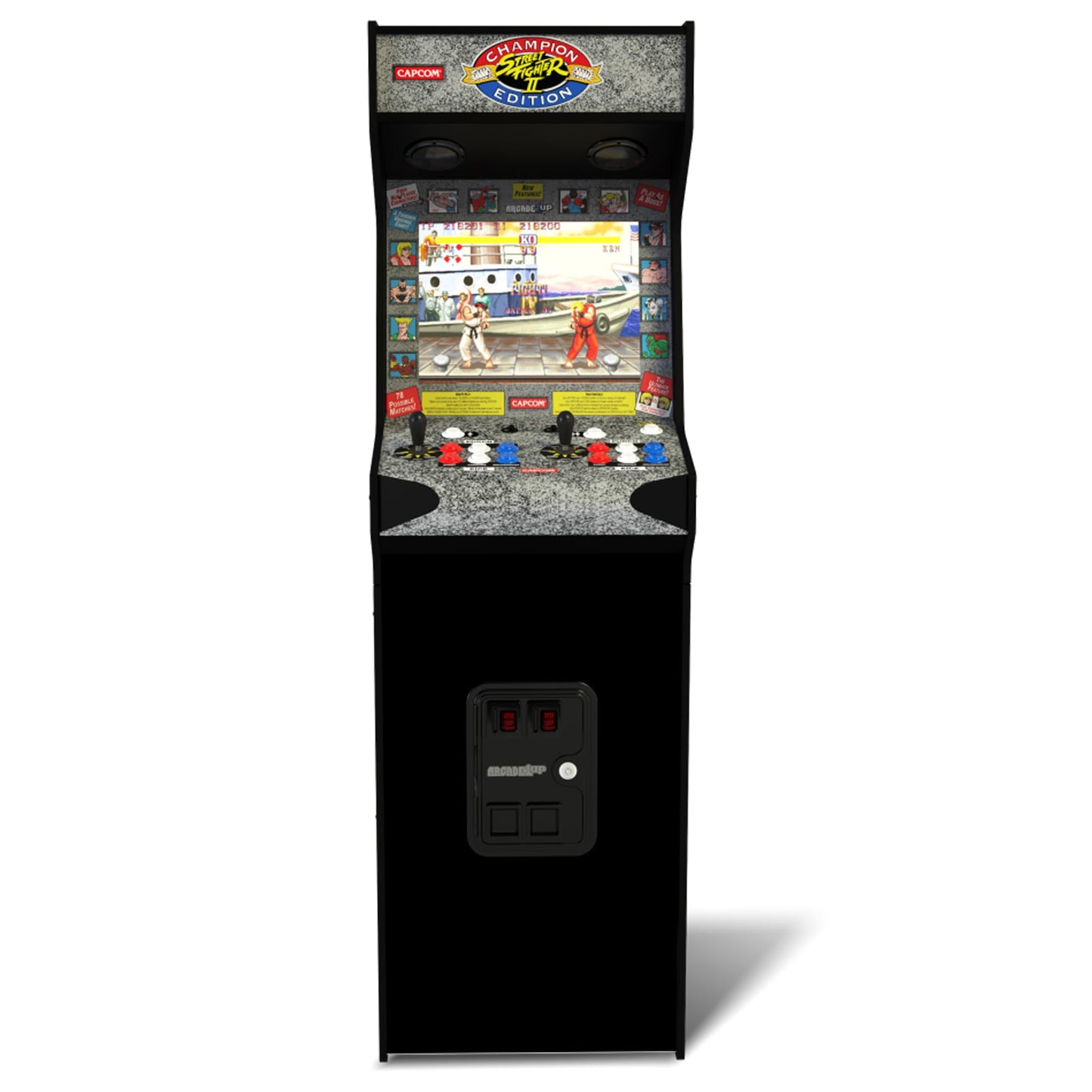 Arcade1Up Street Fighter II CE HS 5 Deluxe Arcade Machine, Compact 5' Tall Stand Up Cabinet with 14 Classic Games and 17" BOE Screen, Black