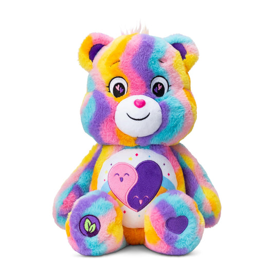 Care Bears 14" Friends Forever Bear Plushie - Tie-Dye Multicolored Made from Recycled Materials! Soft and Huggable! – Good for Girls and Boys, Employees, Collectors, Ages 4+