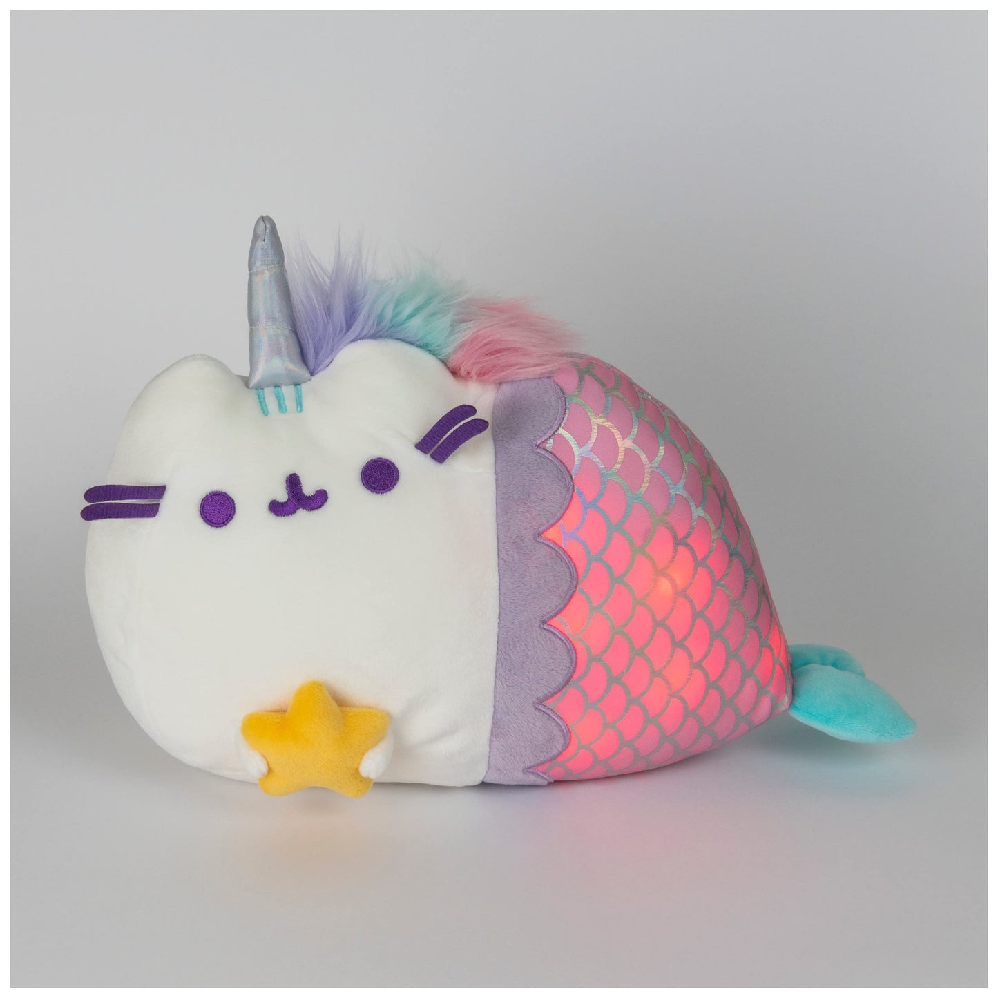 GUND Pusheen Magical Lights Mermaid Pusheenicorn Touch-Activated Light Up Cat Plush Stuffed Animal, 12”