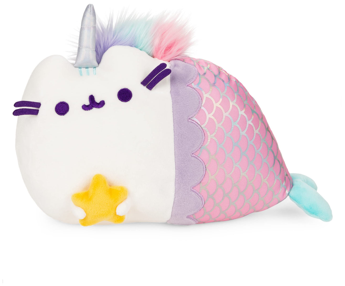 GUND Pusheen Magical Lights Mermaid Pusheenicorn Touch-Activated Light Up Cat Plush Stuffed Animal, 12”