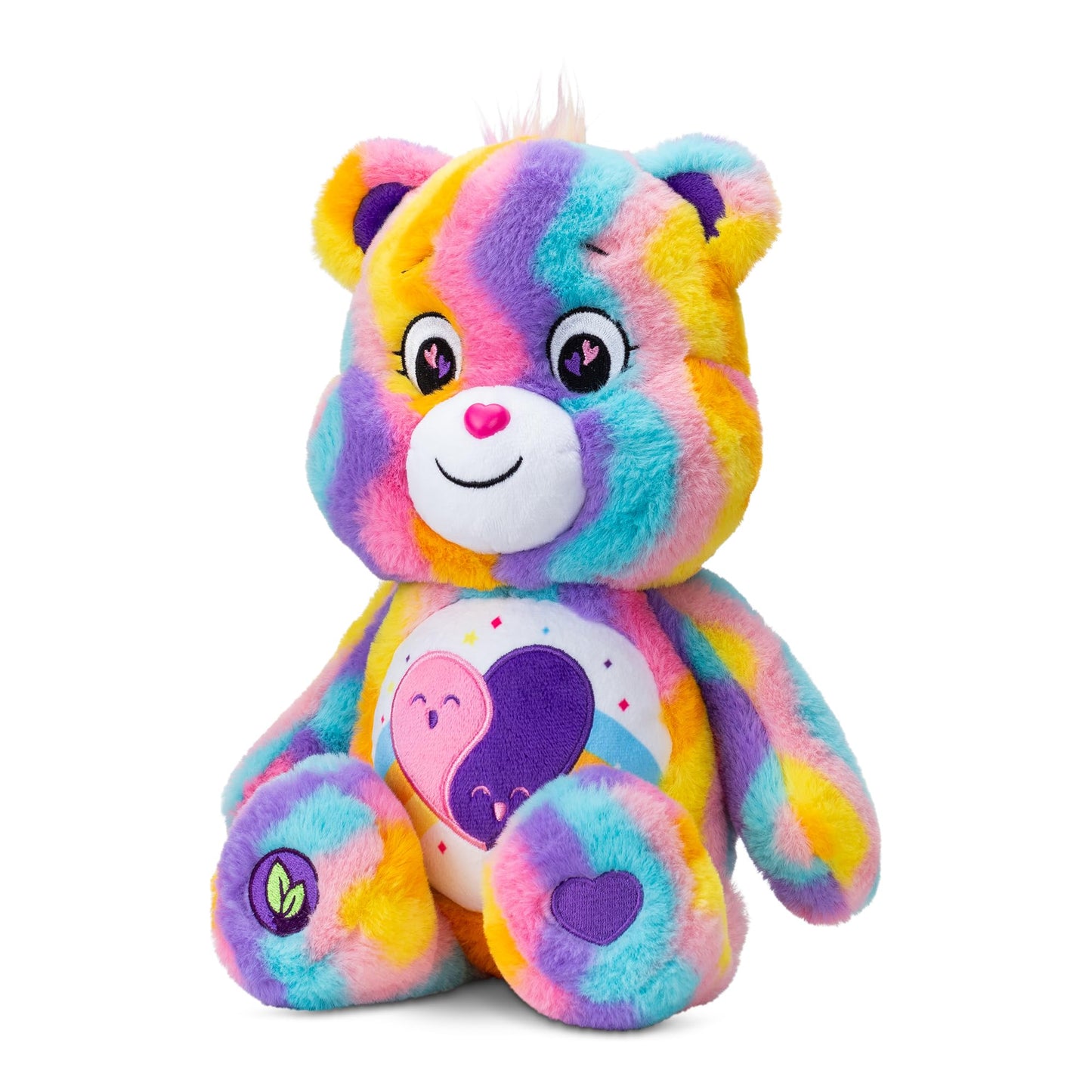 Care Bears 14" Friends Forever Bear Plushie - Tie-Dye Multicolored Made from Recycled Materials! Soft and Huggable! – Good for Girls and Boys, Employees, Collectors, Ages 4+