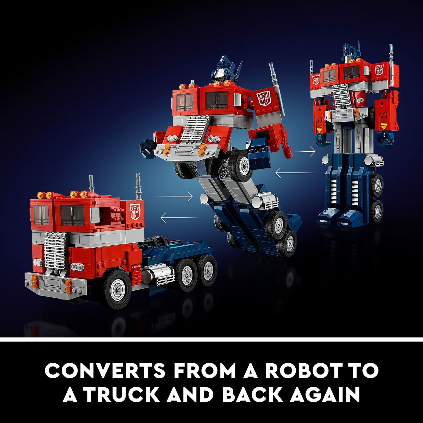 LEGO Icons Optimus Prime 10302 Transformers Figure Set, Collectible Transforming 2-in-1 Robot and Truck Model Building Kit for Adults, Perfect for Display or Play