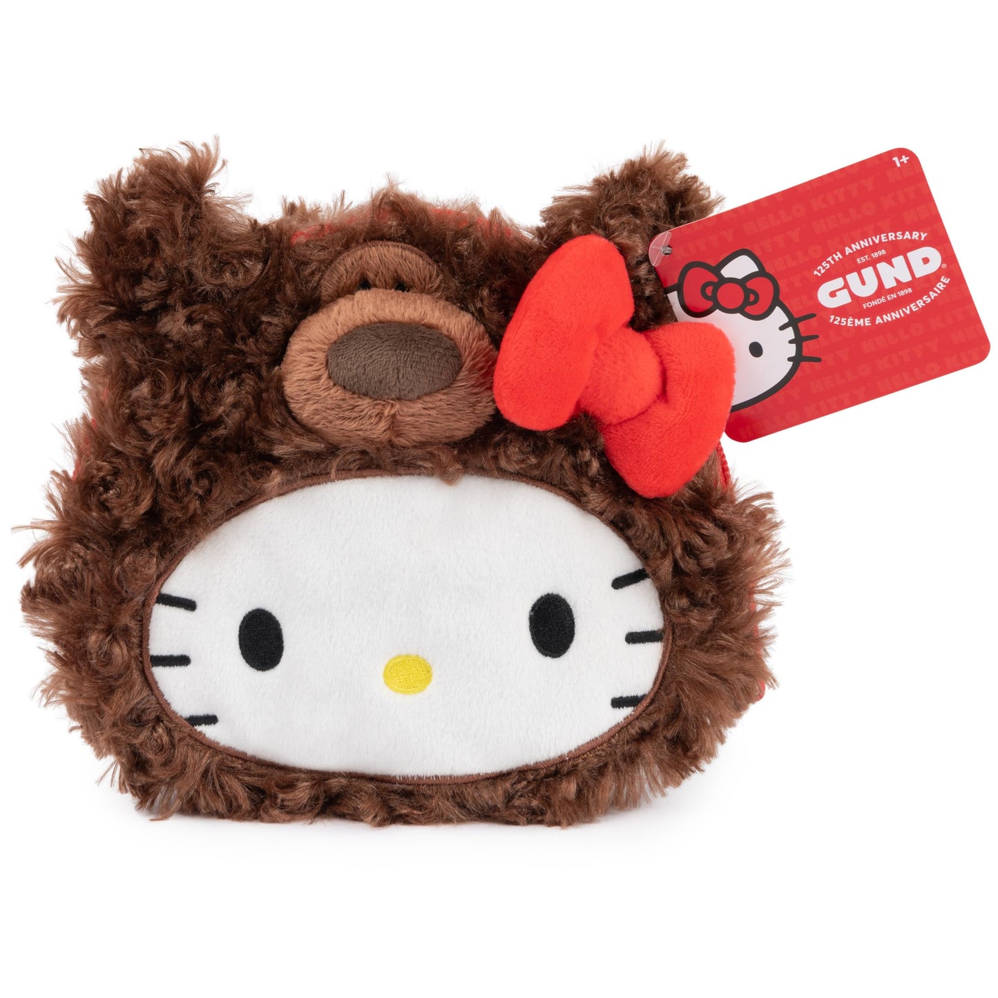 GUND Sanrio Hello Kitty Philbin Teddy Bear Plush Pouch with Zipper for Ages 1 and Up, Brown, 5.5”